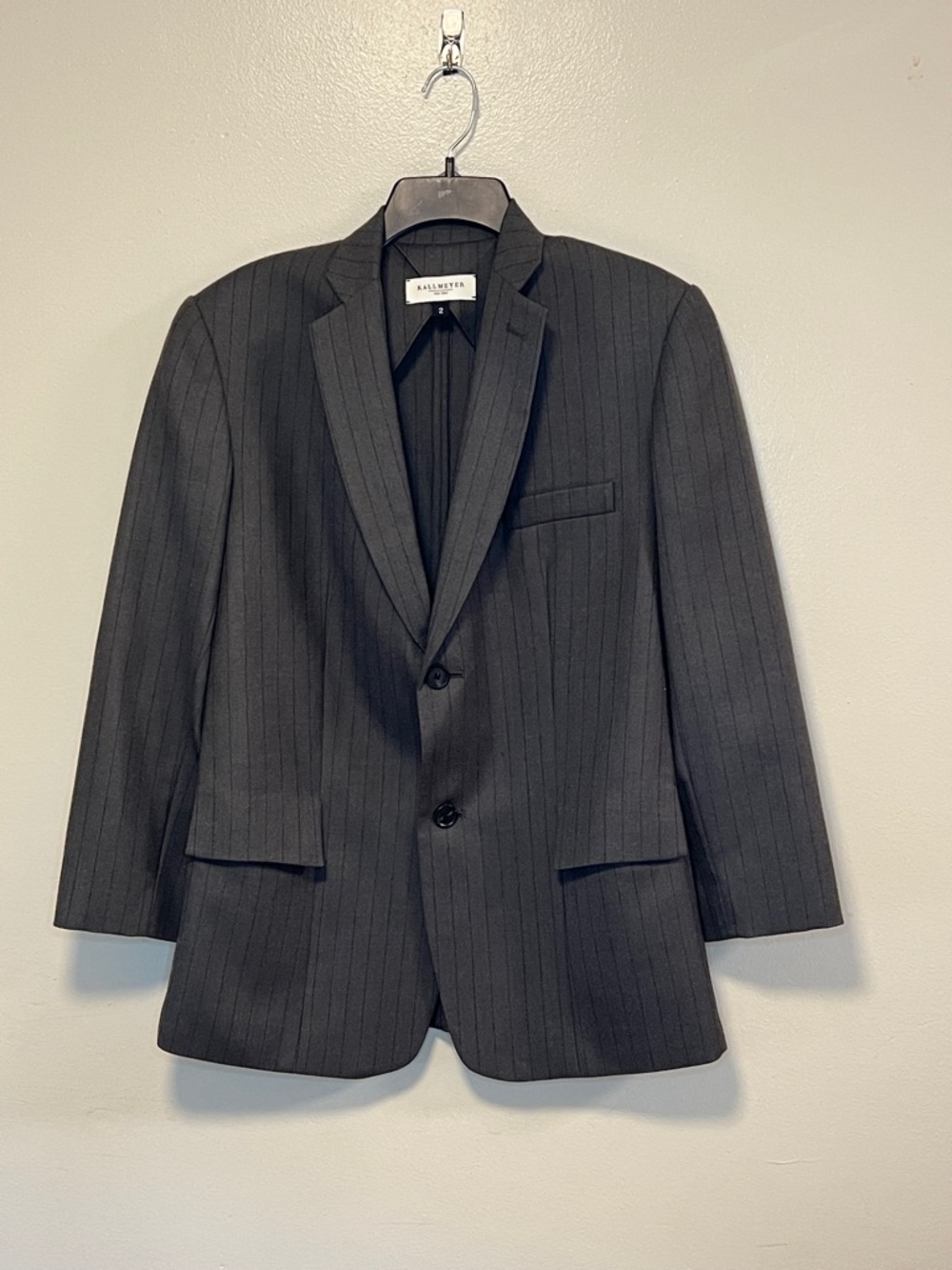 Gemini Blazer in Olive Pinstripe Wool Flannel Suiting